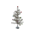 Silver Tinsel Trees with Multicolor Ornaments