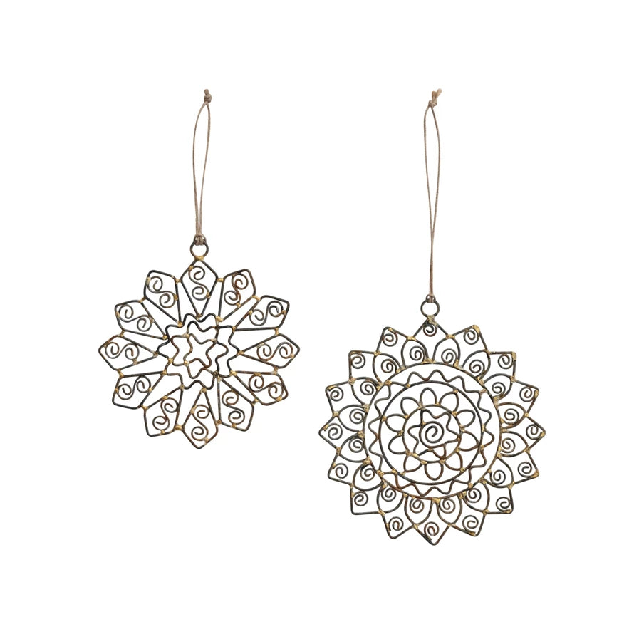 Metal Snowflake Ornament with Gold Details