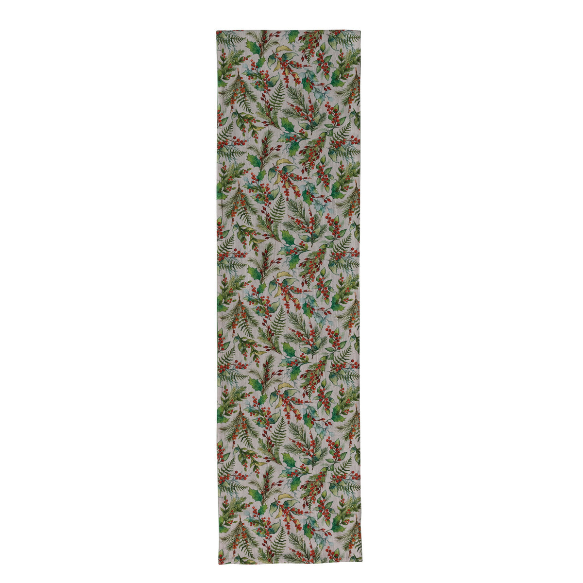 Chambray Cotton Runner with Holiday Botanical Print