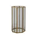 Glass & Brass Octagon Shaped Candle Holder with Mirrored Bottom