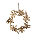 Antique Gold Round Metal Flowers Wreath