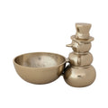 Gold Cast Aluminum Snowman Holding Bowl