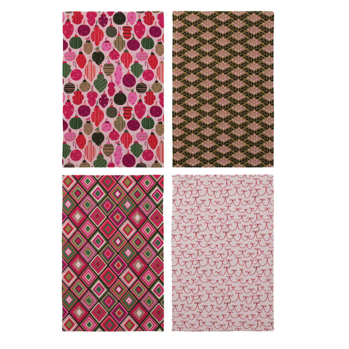 Woven Printed Microfiber Tea Towel with Holiday Pattern