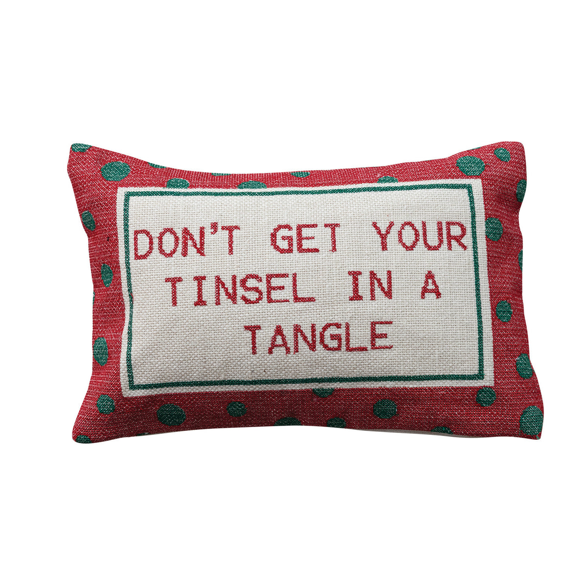 "Don't Get Your Tinsel..."Polka Dot Lumbar Pillow