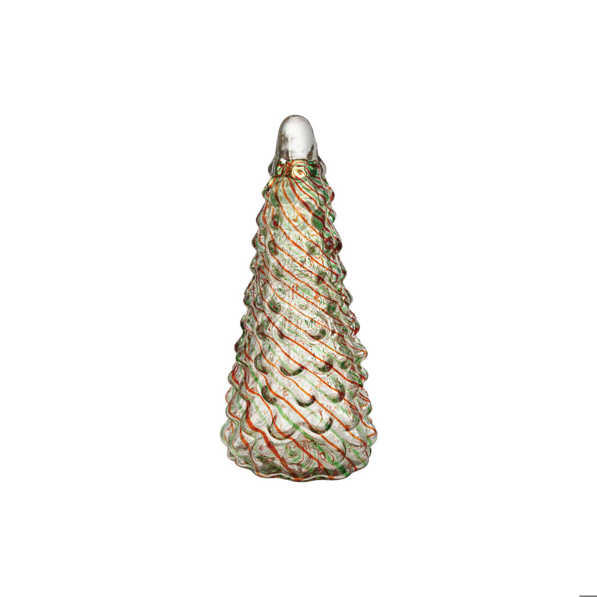 Hand-Blown Art Glass Tree with Candy Stripes