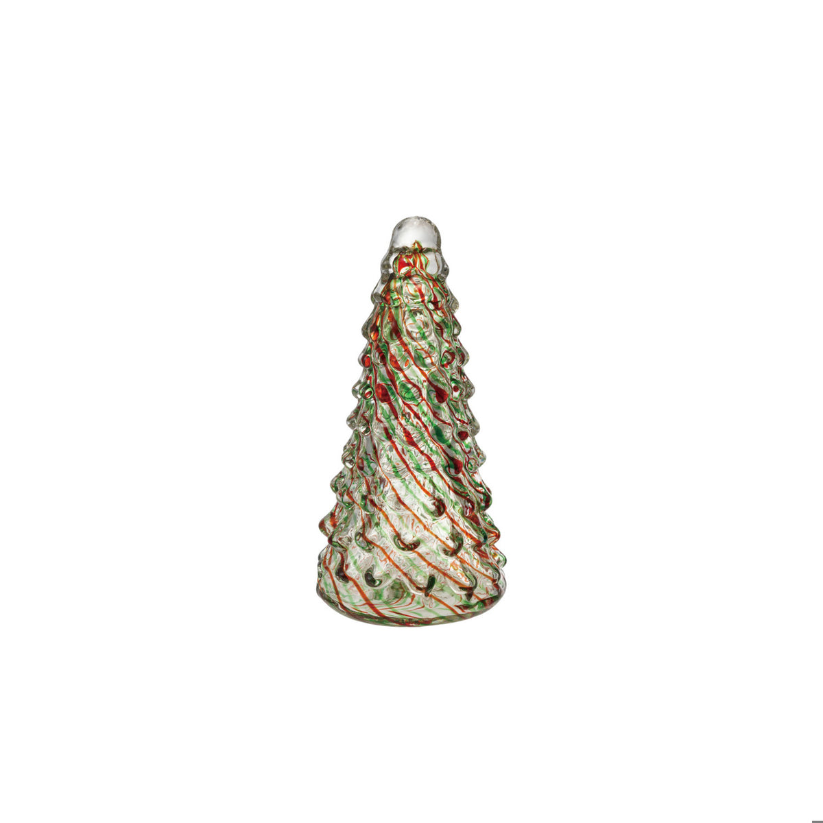 Hand-Blown Art Glass Tree with Candy Stripes