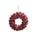 Round Plastic Tinsel Ball Wreath with Glitter & Silver Color Beads, Pink
