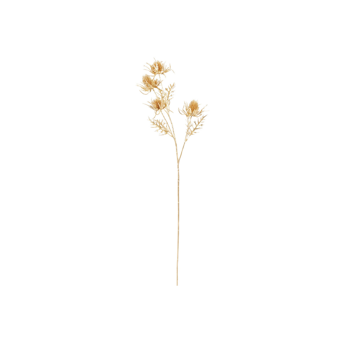 Faux Thistle Stem with Glitter Gold Finish