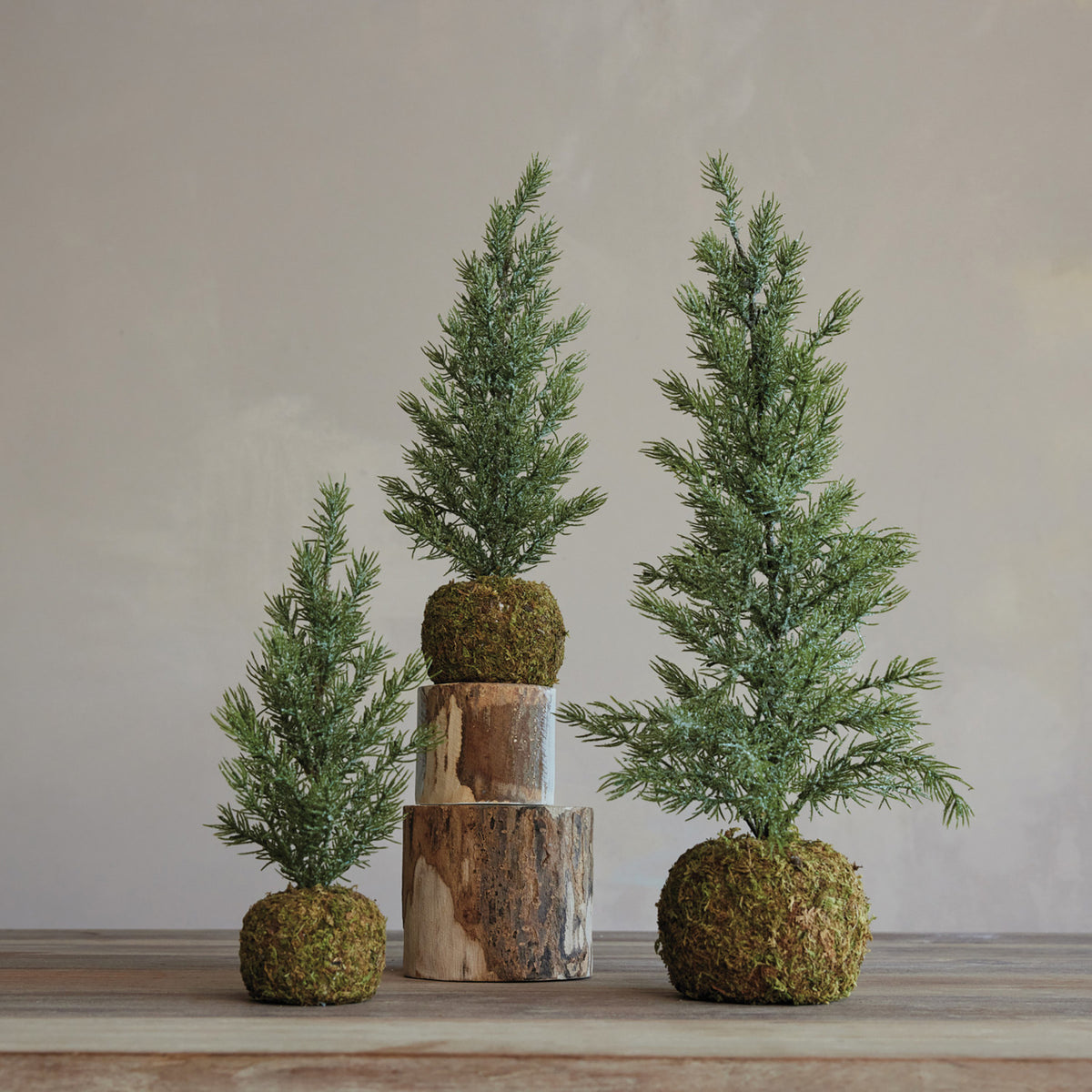 Faux Fir Tree with Moss Ball Base