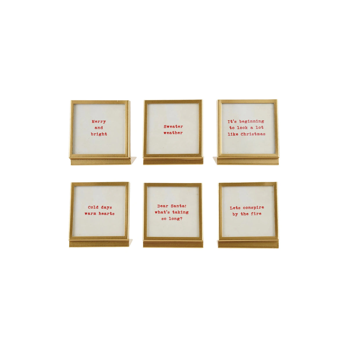 Gold Metal & Glass Frame with Easel & Christmas Sayings