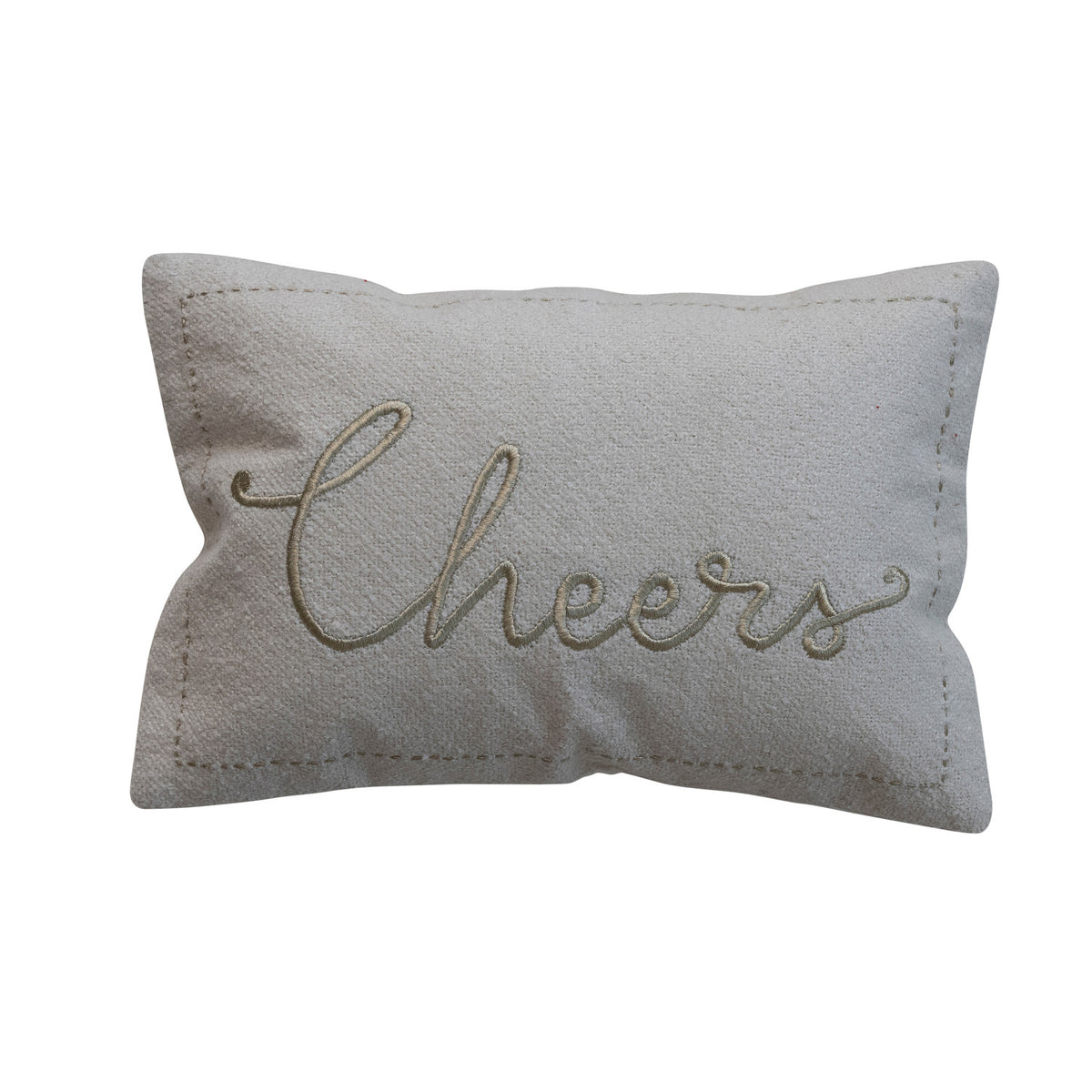 "Cheers" Embroidered Border Lumbar Pillow