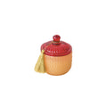 Red & Apricot Iridescent Finish Glass Jar Candle
