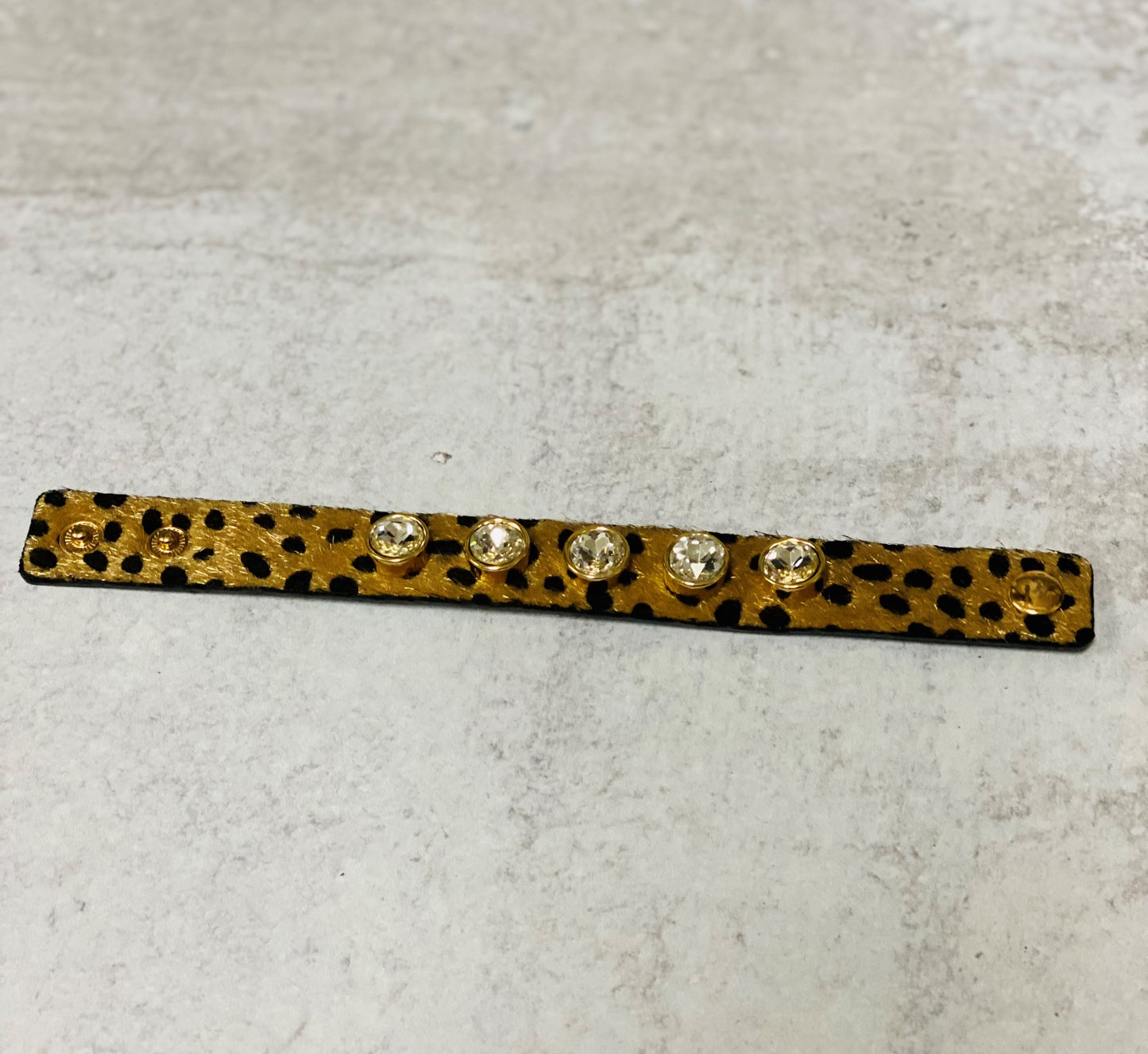5 Bead & Animal Print Leather Bracelet