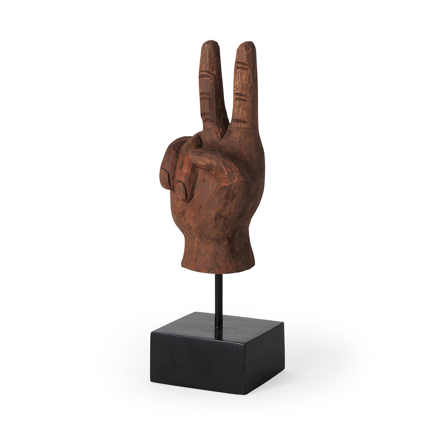 Wooden Carved Peace Sign Hand