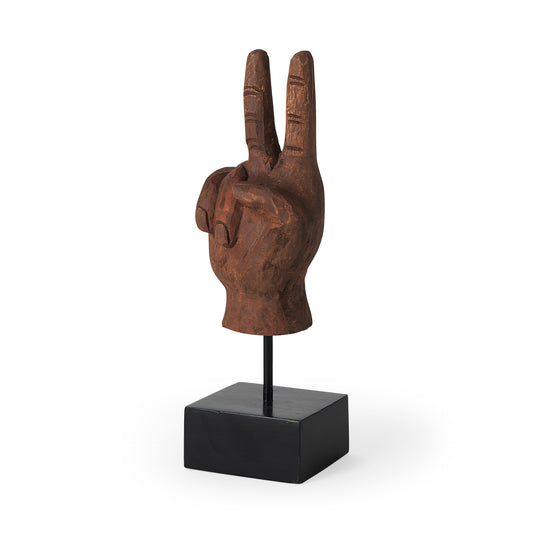Wooden Carved Peace Sign Hand
