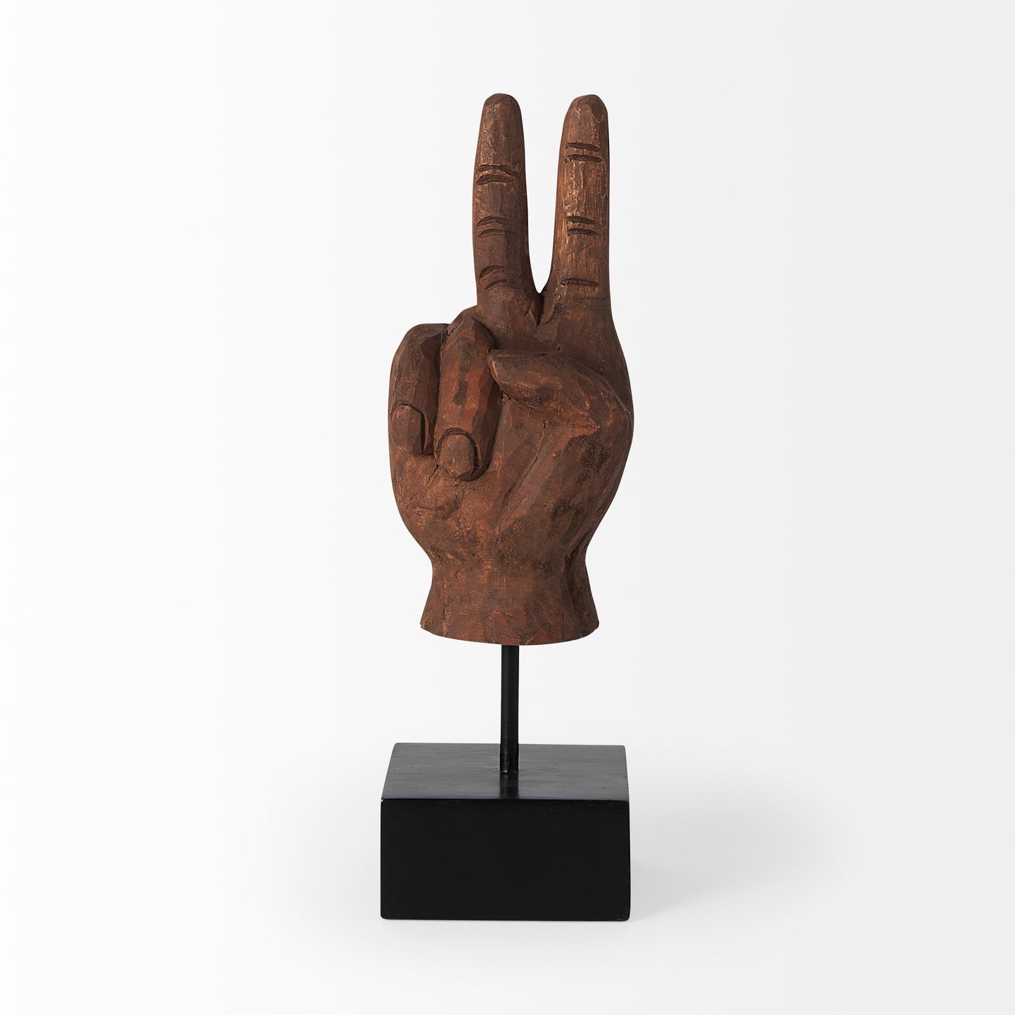 Wooden Carved Peace Sign Hand