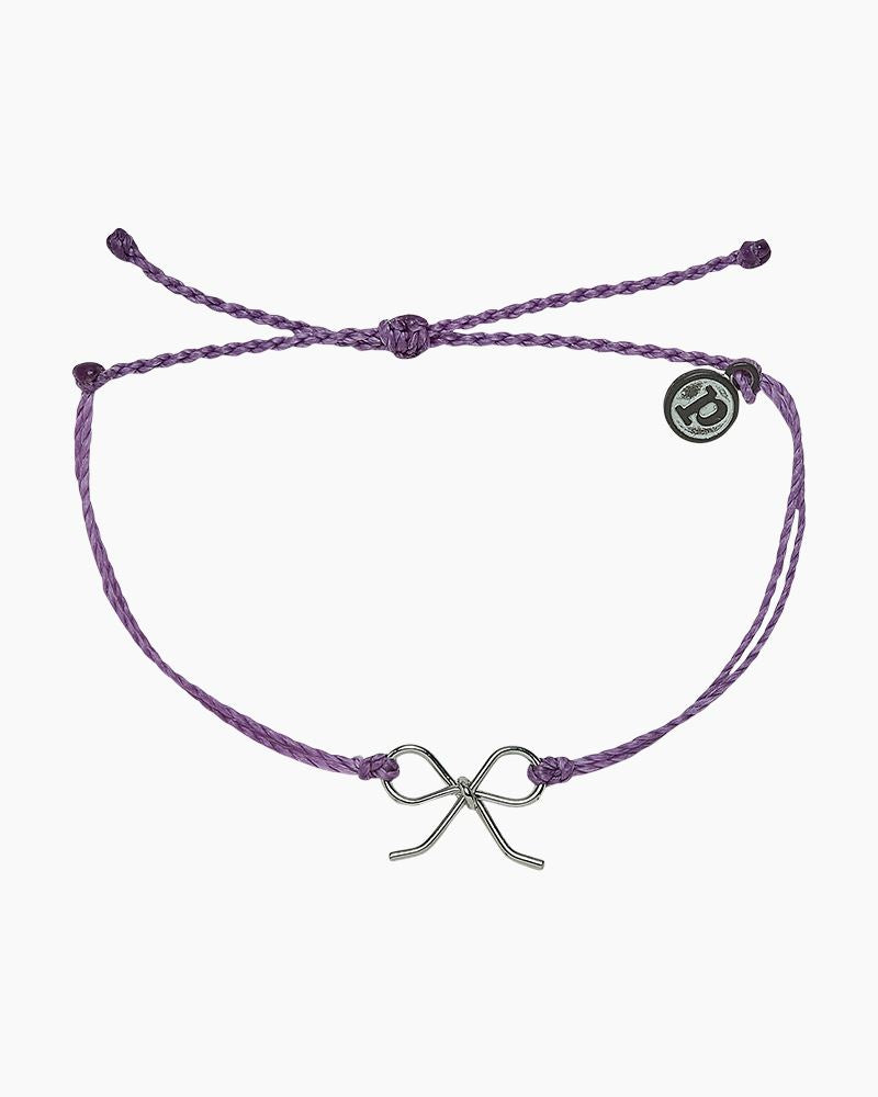 Light Purple Silver Bow Charm Bracelet