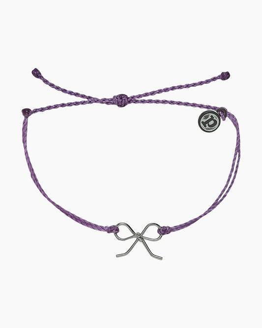 Light Purple Silver Bow Charm Bracelet