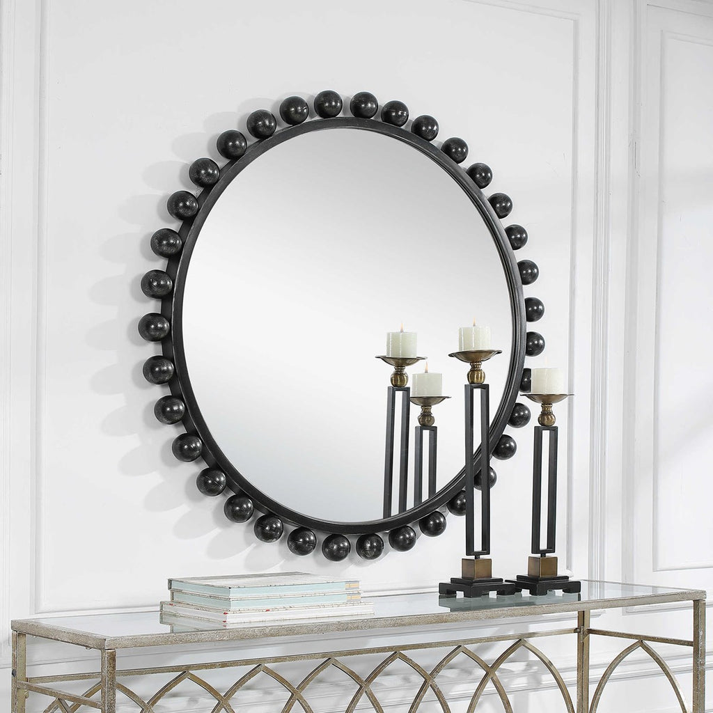 The Cyra Round Mirror, Black