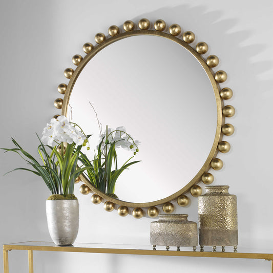 The Cyra Round Mirror, Gold