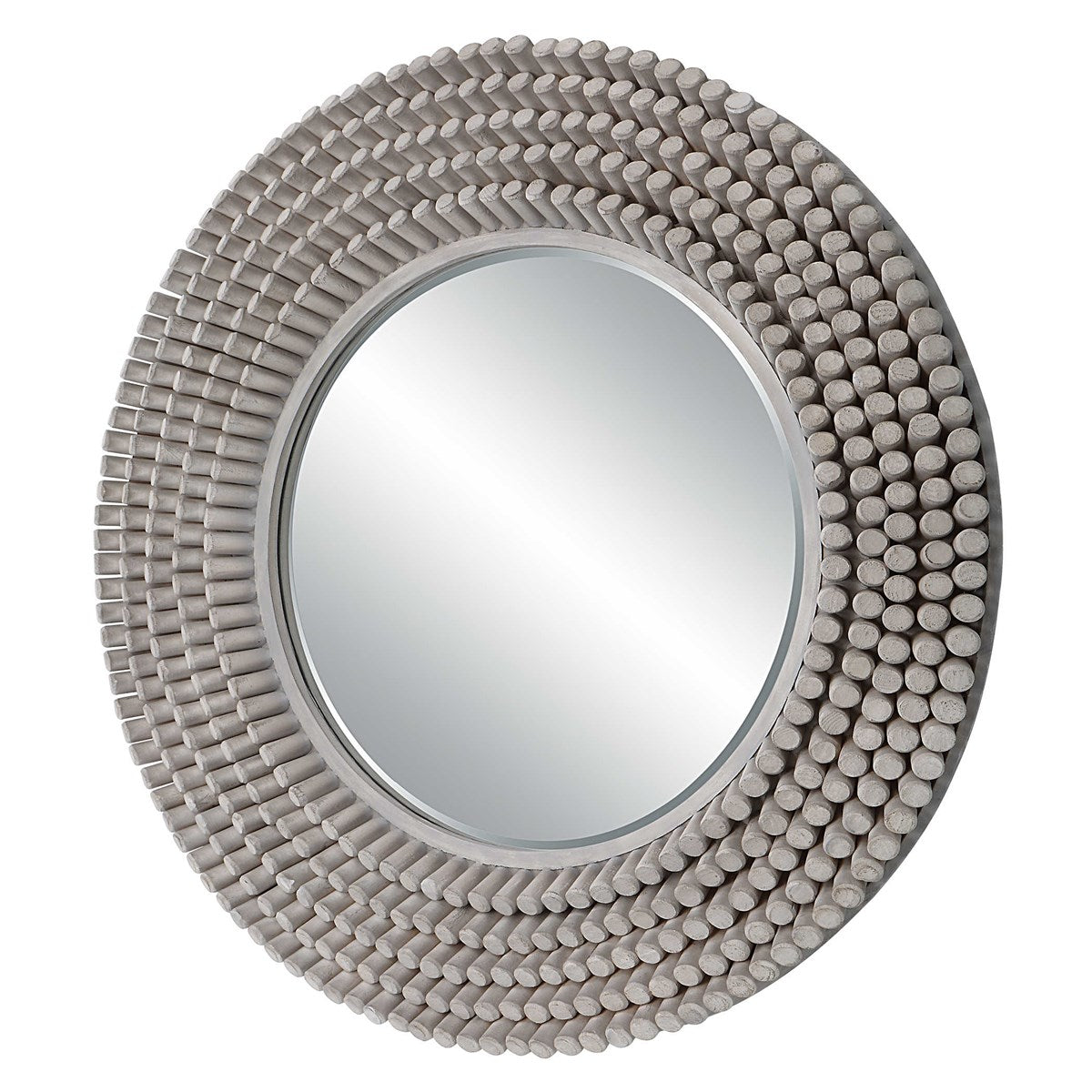 Portside Round Mirror, Gray
