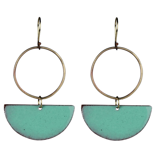 Donte Earrings, Aqua Enamel