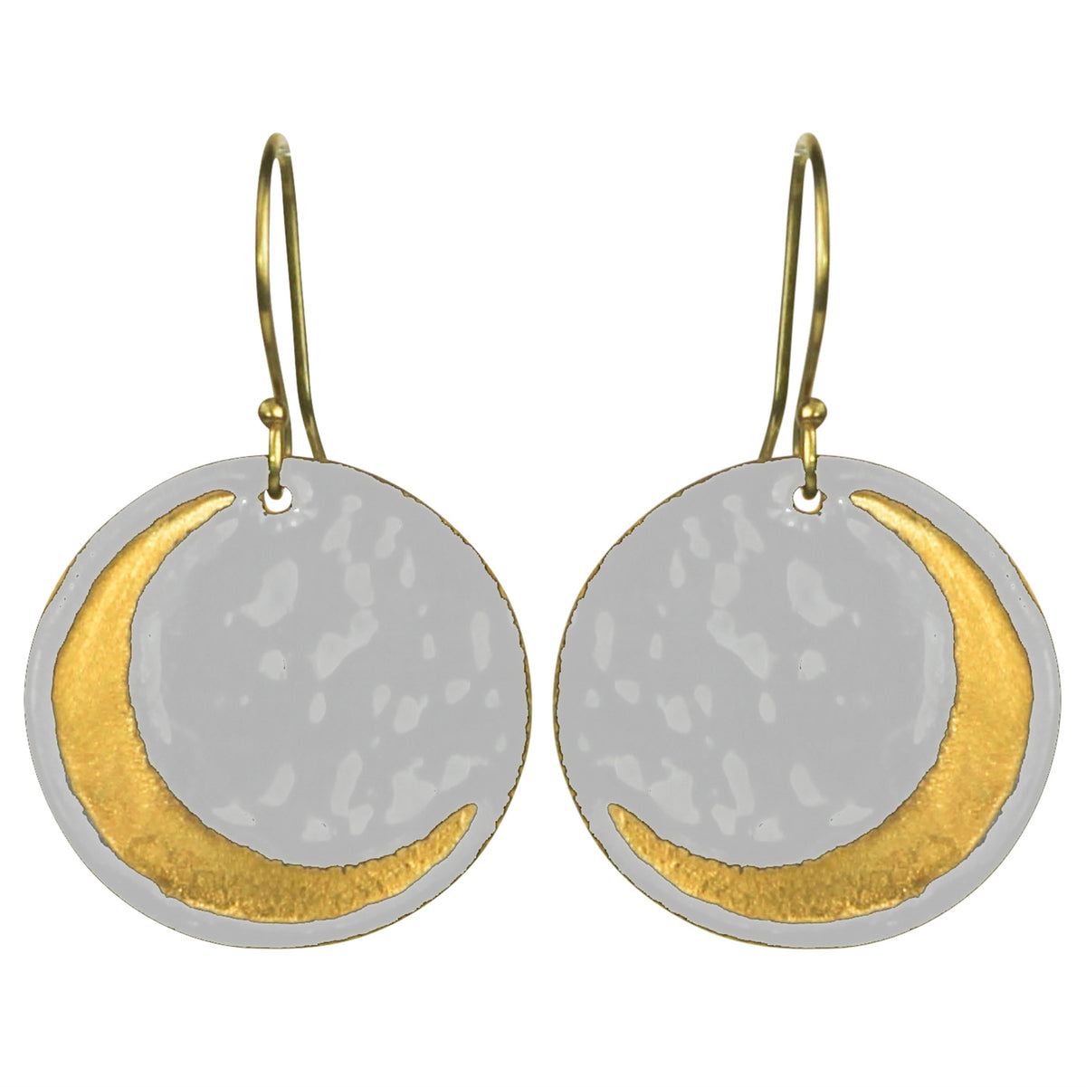 Crescent Moon Earrings, White
