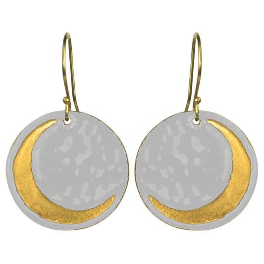 Crescent Moon Earrings, White