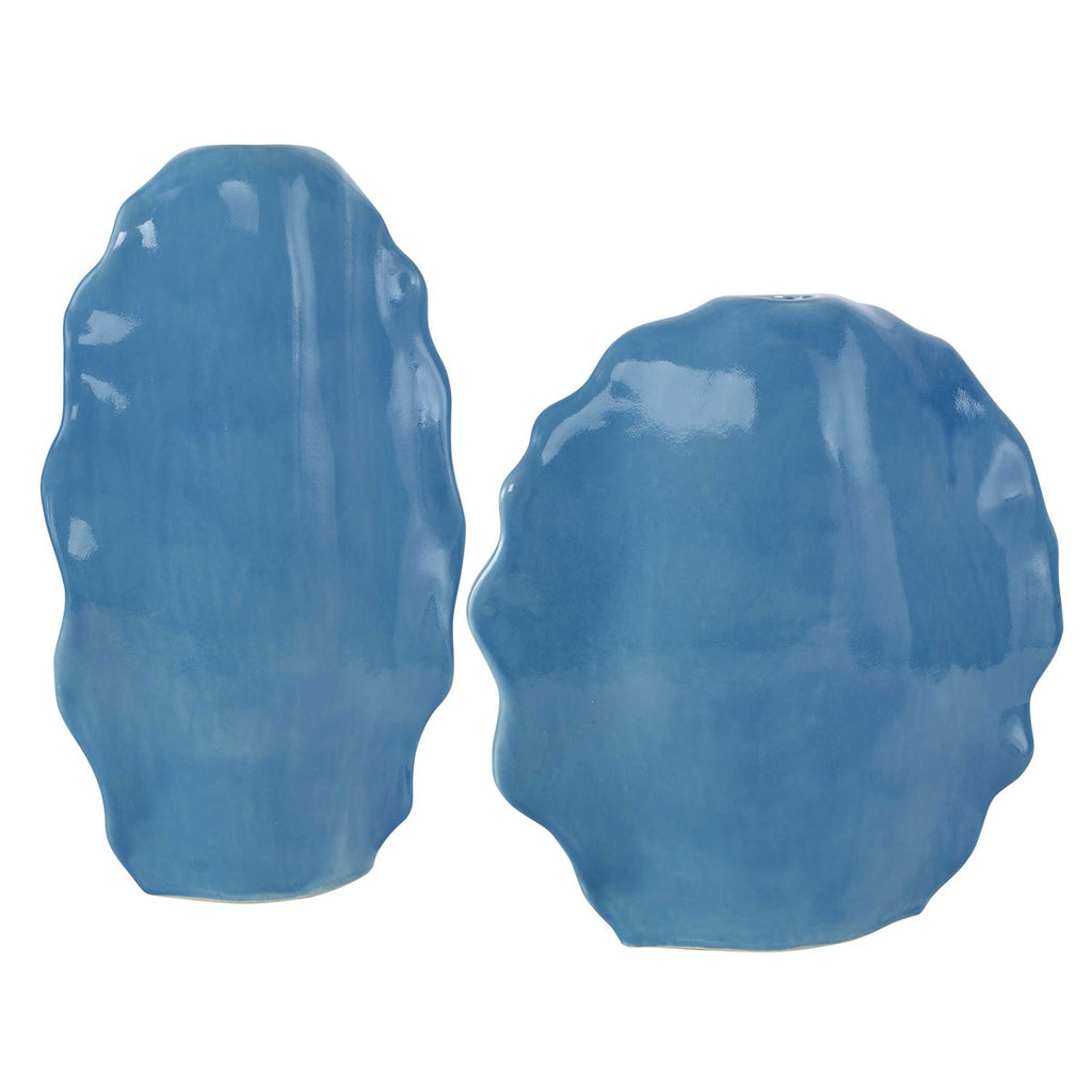 Ruffled Feathers Vases, Blue