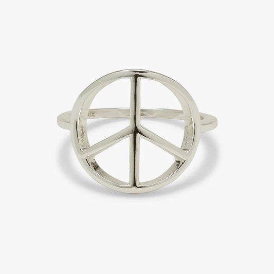 Silver Peace Sign Ring