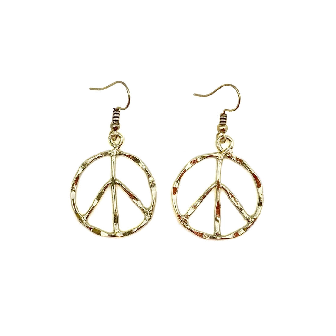 Gold Plated Peace Sign Earrings