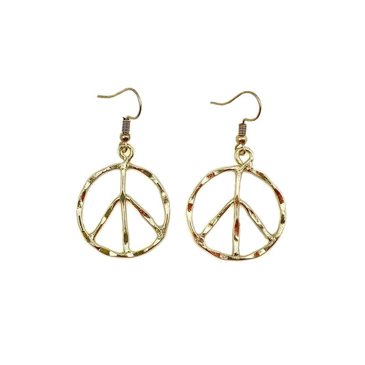 Gold Plated Peace Sign Earrings