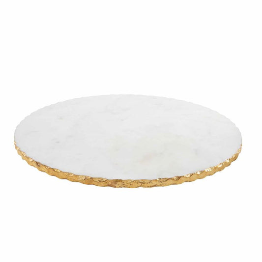 Marble Lazy Susan with Gold Foil Raw Edge