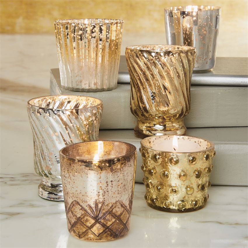 Gold & Silver Mercury Votive Holders