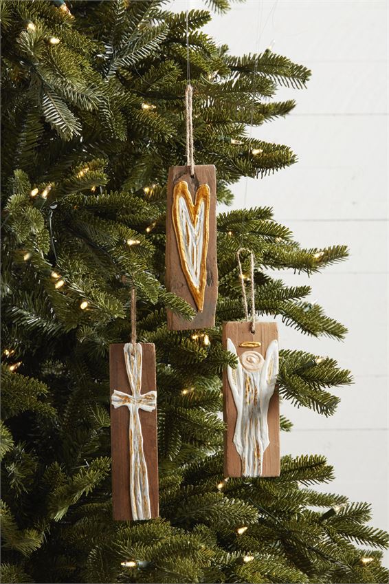 Gold Reclaimed Wood Ornaments