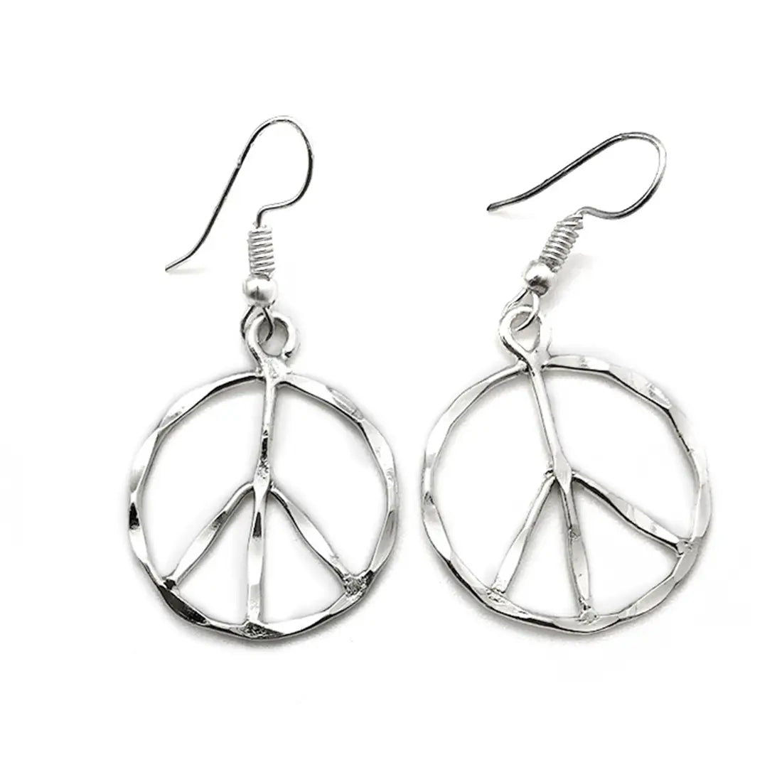 Silver Plated Peace Sign Earrings