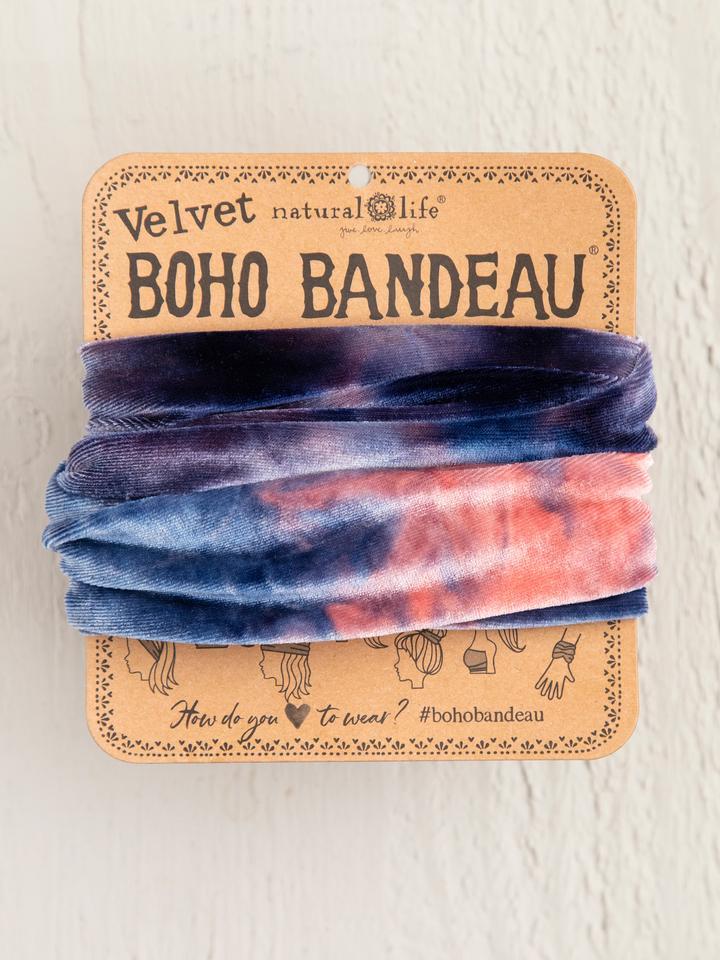 Navy Tie-Dye Velvet Boho Bandeau