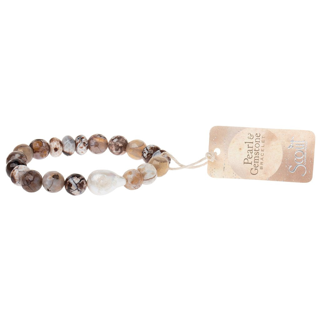 Pearl & Gemstone Bracelet - Mauve Agate