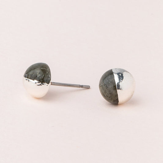 Dipped Stone Stud | Labradorite + Silver