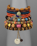 Shell Charm Multi Bead Bracelet