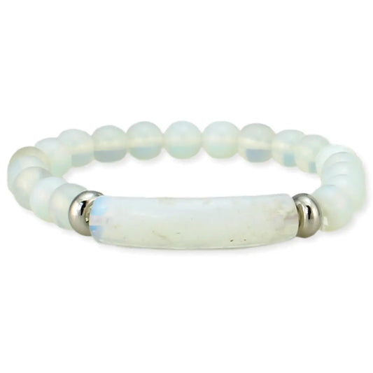 White Opalite Bar Stone Bracelet