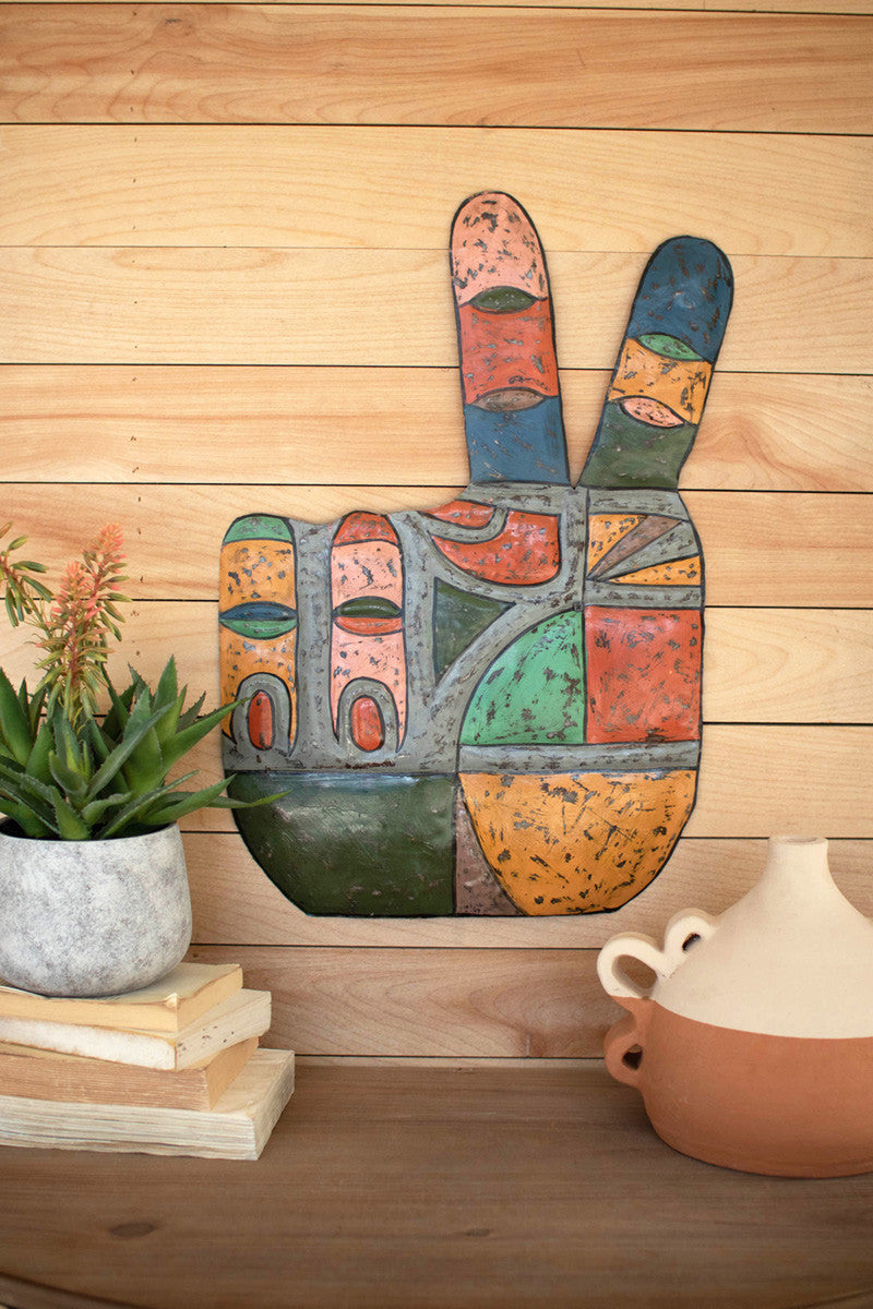 Painted Metal Peace Hand