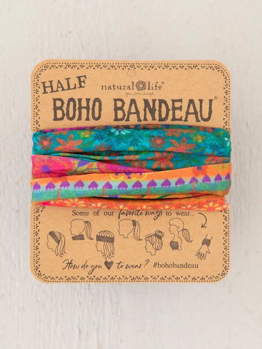 Half Printed Boho Bandeau Headband - Bright Border