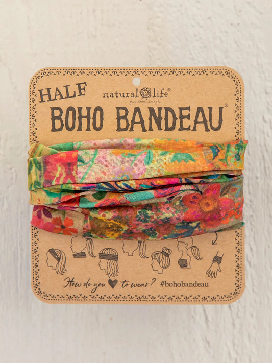 Half Printed Boho Bandeau Pink Patchwork