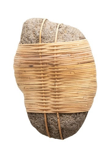Decorative River Stones with Hand-Woven Rattan