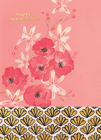 Red Flowers Anniversary Card
