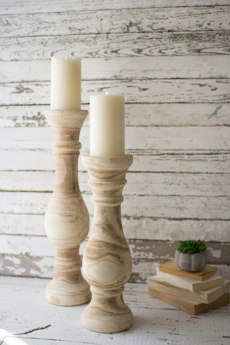 Hand-Carved Wooden Candle Stands