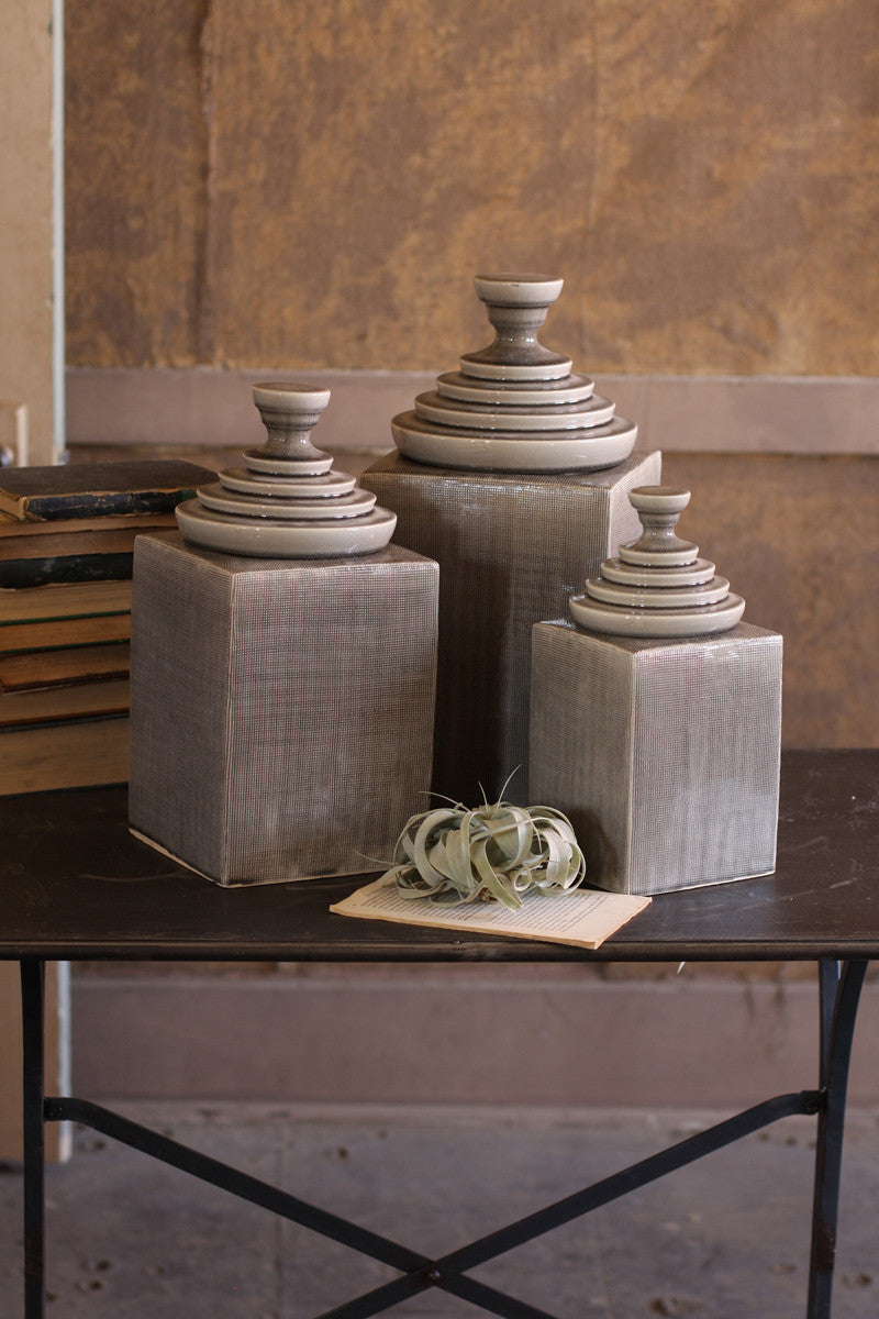 Grey Textured Canister Set