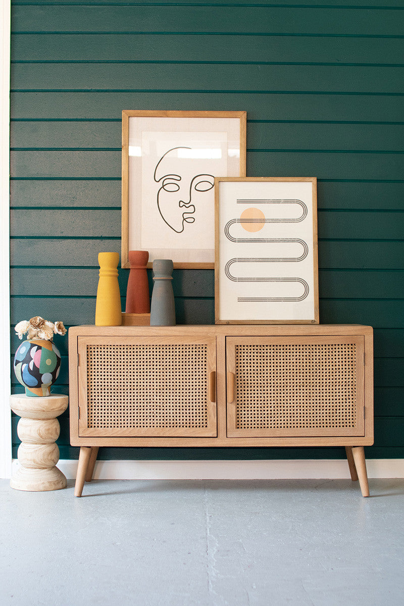 Woven Cane TV Cabinet