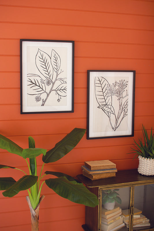 Framed Black Leaf Prints